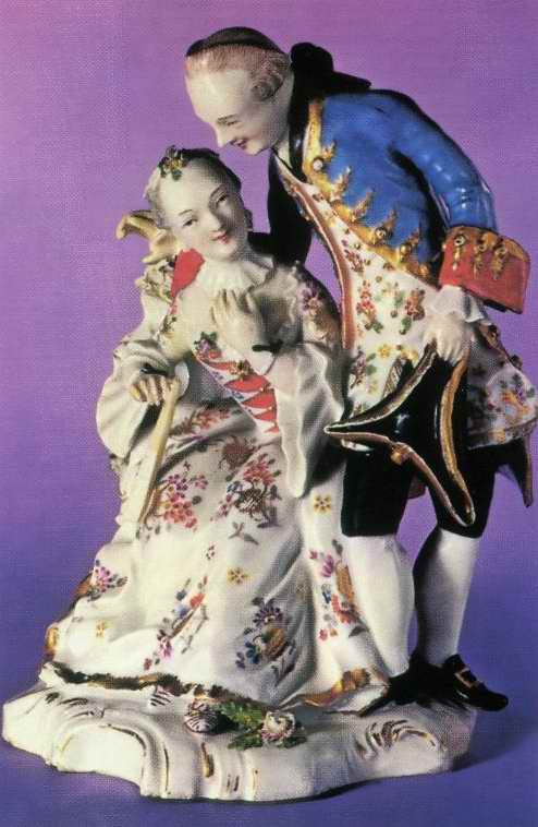 Влюбленная пара, скульптура-подсвечник Модель Симона Файльнера Фюрстенберг. Примерно 1760 г.